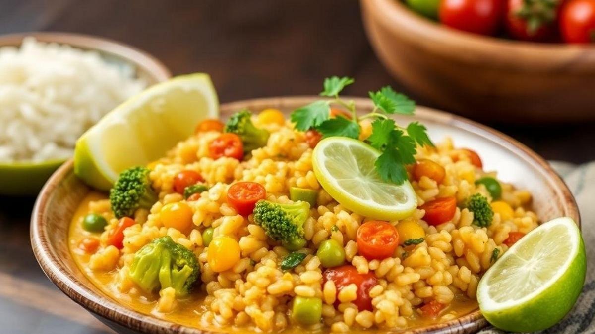 Receitas rápidas de curry vegetariano com grãos integrais